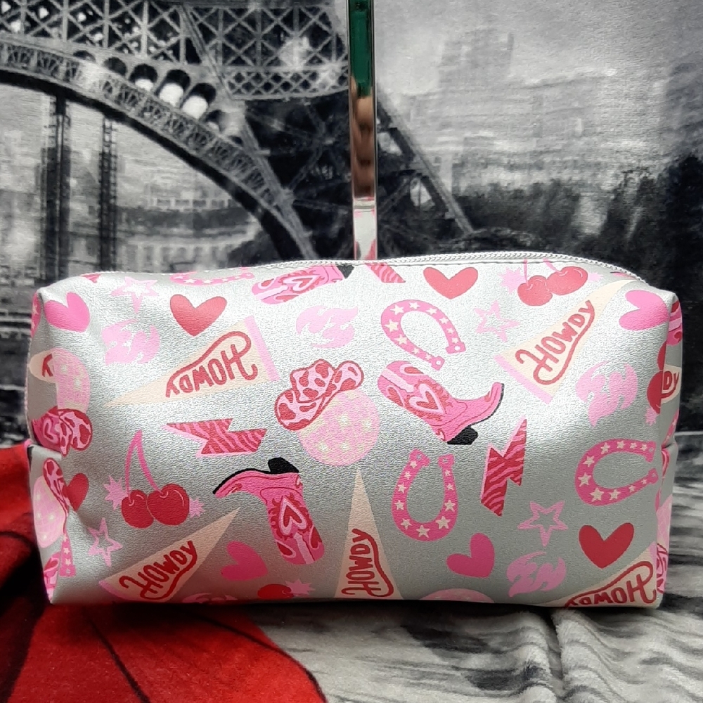 Pink & Silver Cowboy Cosmetics Bag